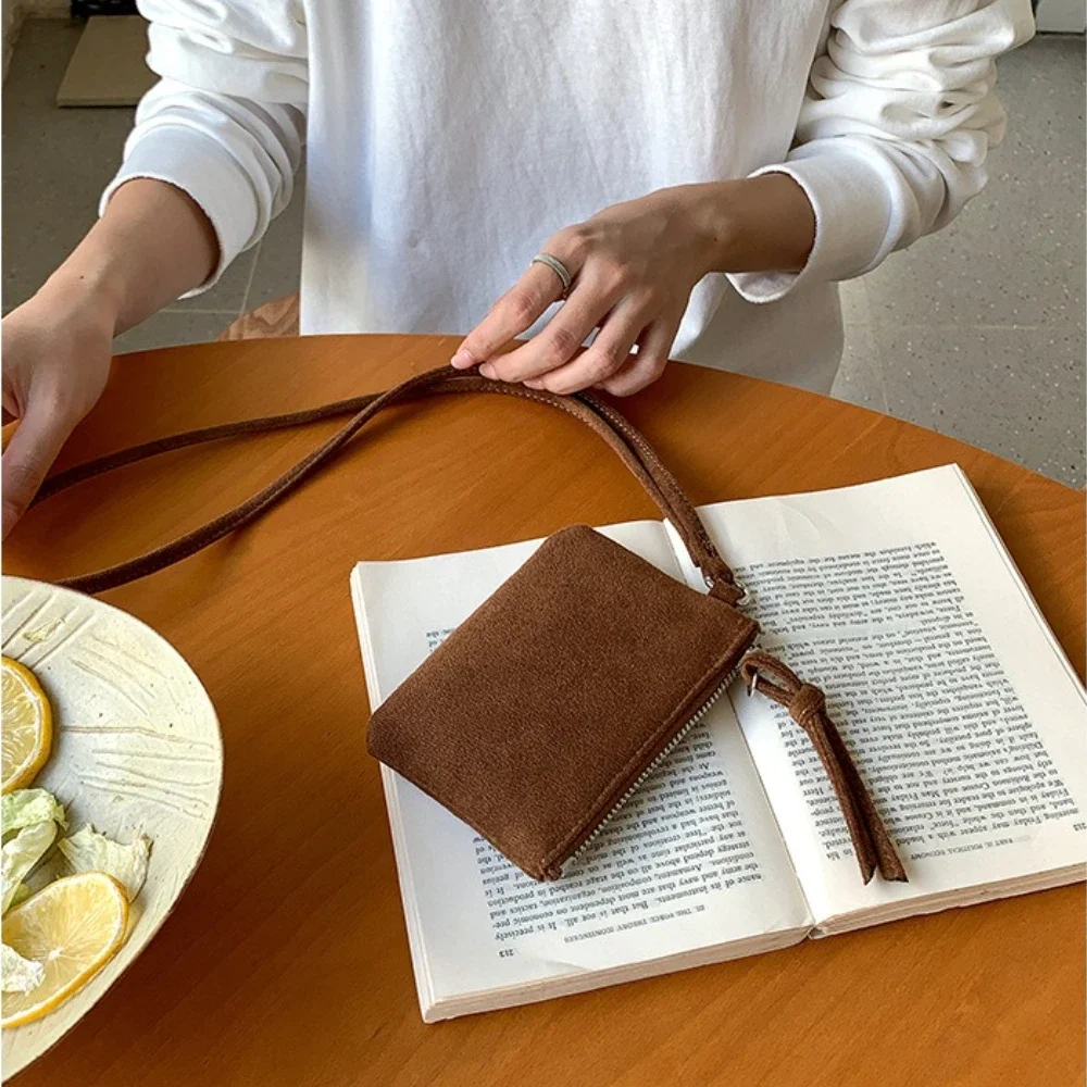 Leopard Print Suede Coin Purse Portable Lipstick Key Bag Women Shoulder Bag Mini Storage Bag Small Wallet Travel Mini Purse 2026