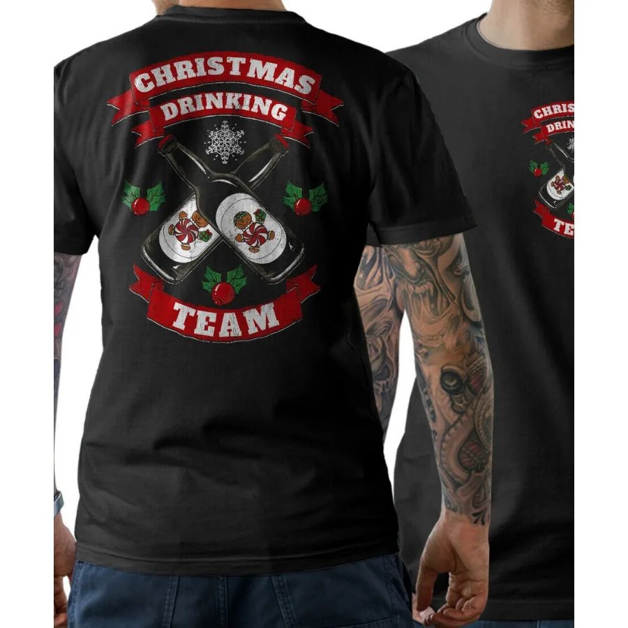 

Funny Christmas Drinking Beer Party T-Shirt New 100% Cotton Short Sleeve O-Neck T-shirt Casual Mens Top