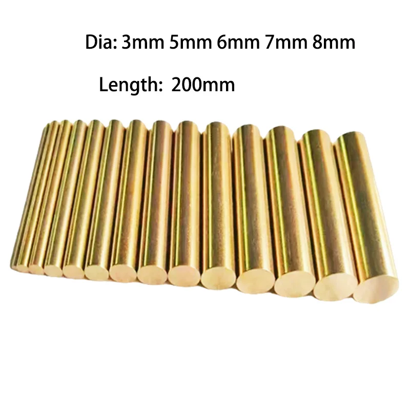 25pcBrassRodsRoundBarLength200mmDia3mm5mm6mm7mm8mmMetal