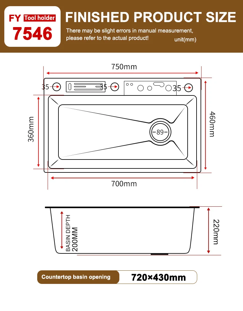 Double Waterfall Sink Stainless Steel Kitchen Sink Embossed Large Single Slot Ambient light digital display Wash Basin