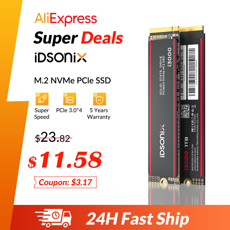 iDsonix Solid State Drive PCIe3.0 NVMe M.2 SSD Internal Solid State Drive M.2 M Key 2280 for Laptop Desktop