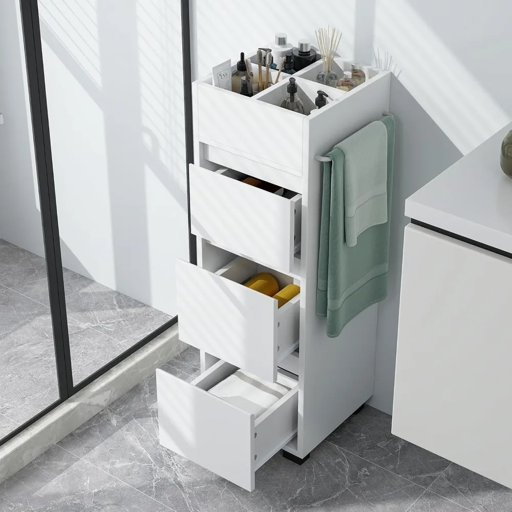 Modern Square Bathroom Floor Cabinet with Drawers & Towel Rack 1