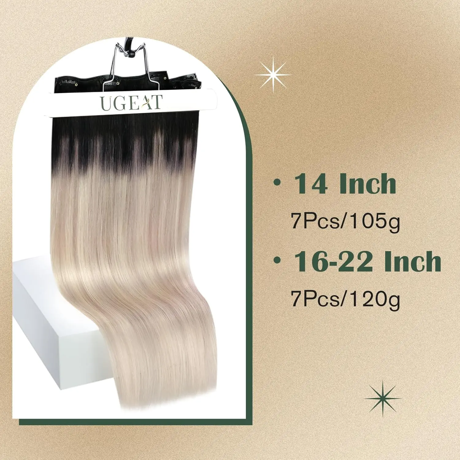 Ugeat Clip In Human Hair Extensions Remy Human Hair Ombre Balayage Color Natural Straight For Salon Supply