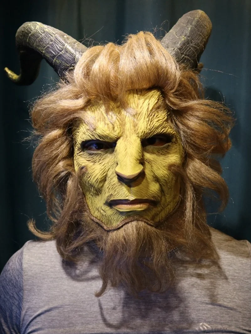 

Beauty and Beast Mask Real Person Can Wear Head Cover Party Performance Film Television Props