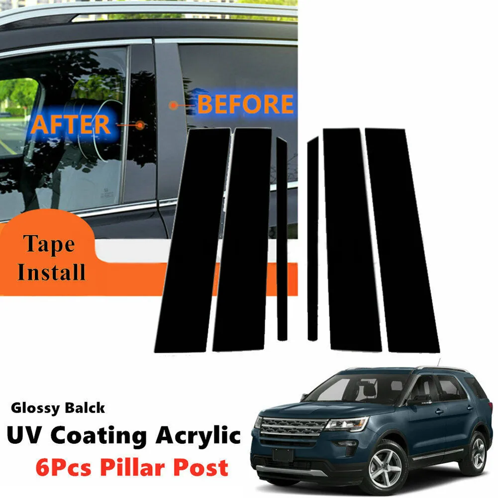 

6 шт., пластиковые черные накладки на столб для FORD Explorer 2011-2019