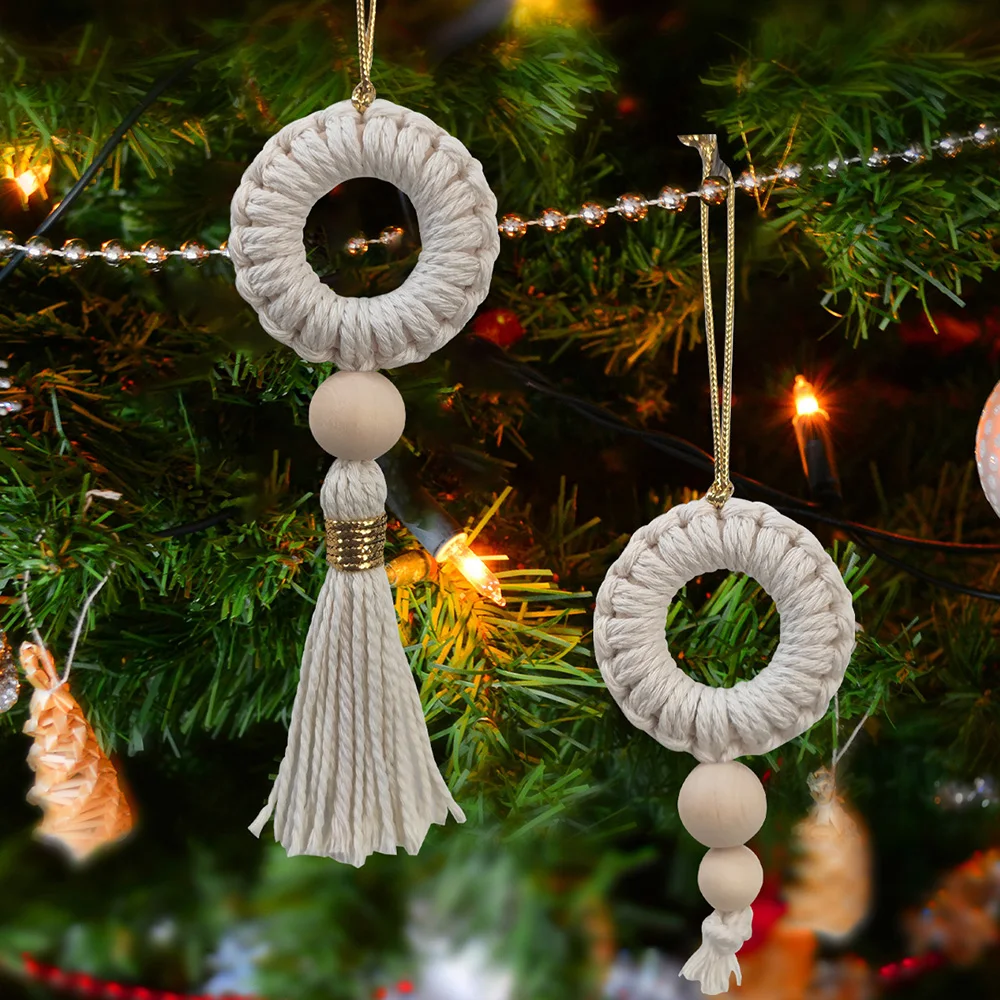 Handwoven Christmas Wreath Christmas Tree Pendant  Home Decoration Drop Ornaments Charms Diy Party Festive Arrangement Supplies