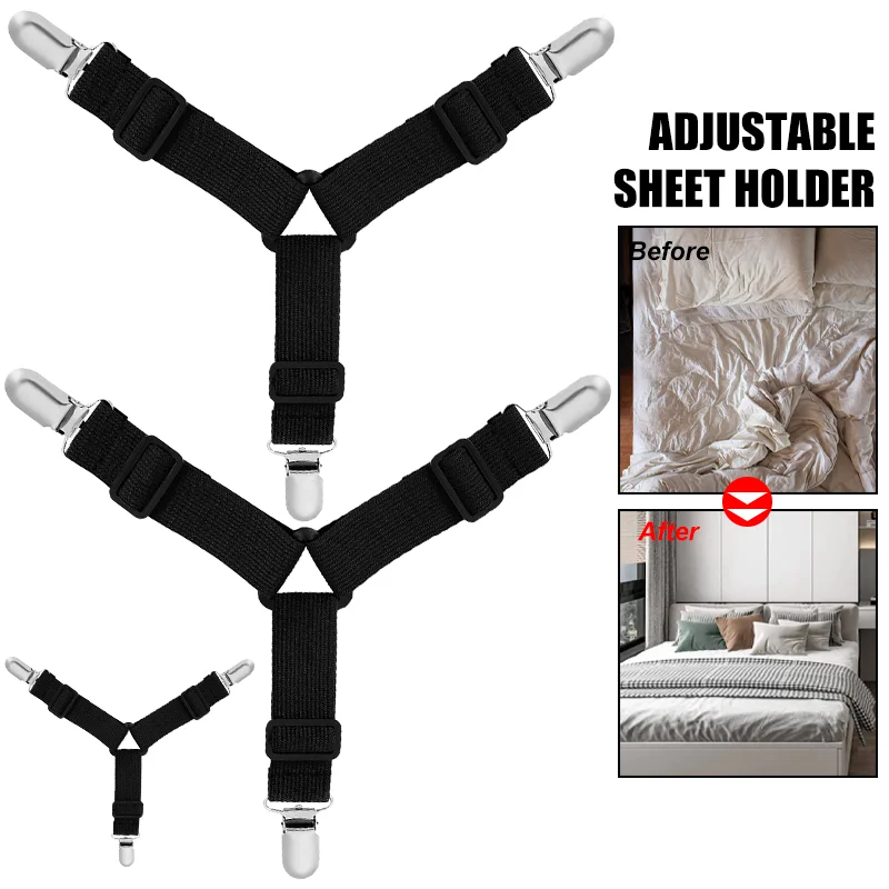4Pcs Set Adjustable Bed Sheet Grippers Belt Fastener Bed Sheet Mattress Cover Blankets Quilt Holder Clips Organize Fixing clip 1
