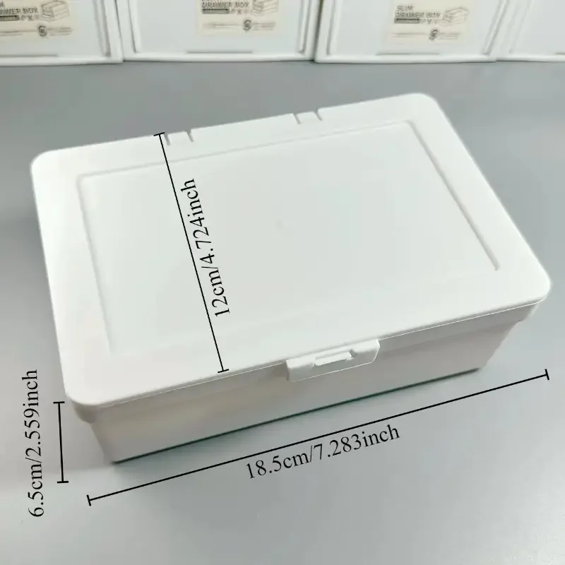 White Flip Lid Dustproof Desk Organizer-Plastic Office Supplies Storage Boxes