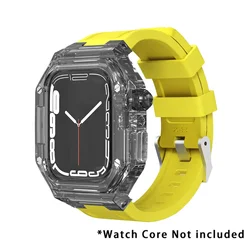 Deluxe Glacier Modification Kit with Transparent Mod Case and Rubber Band for Series654SE 40MM (Yellow B)