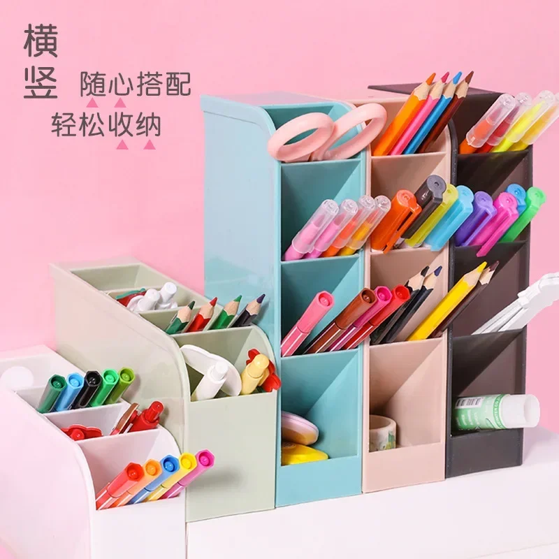 Desk Organizer for Pens Storage Brush Stand Desk Pencil Holder for Office Makeup Storage Box Kawaii Stationery School Supplies 2