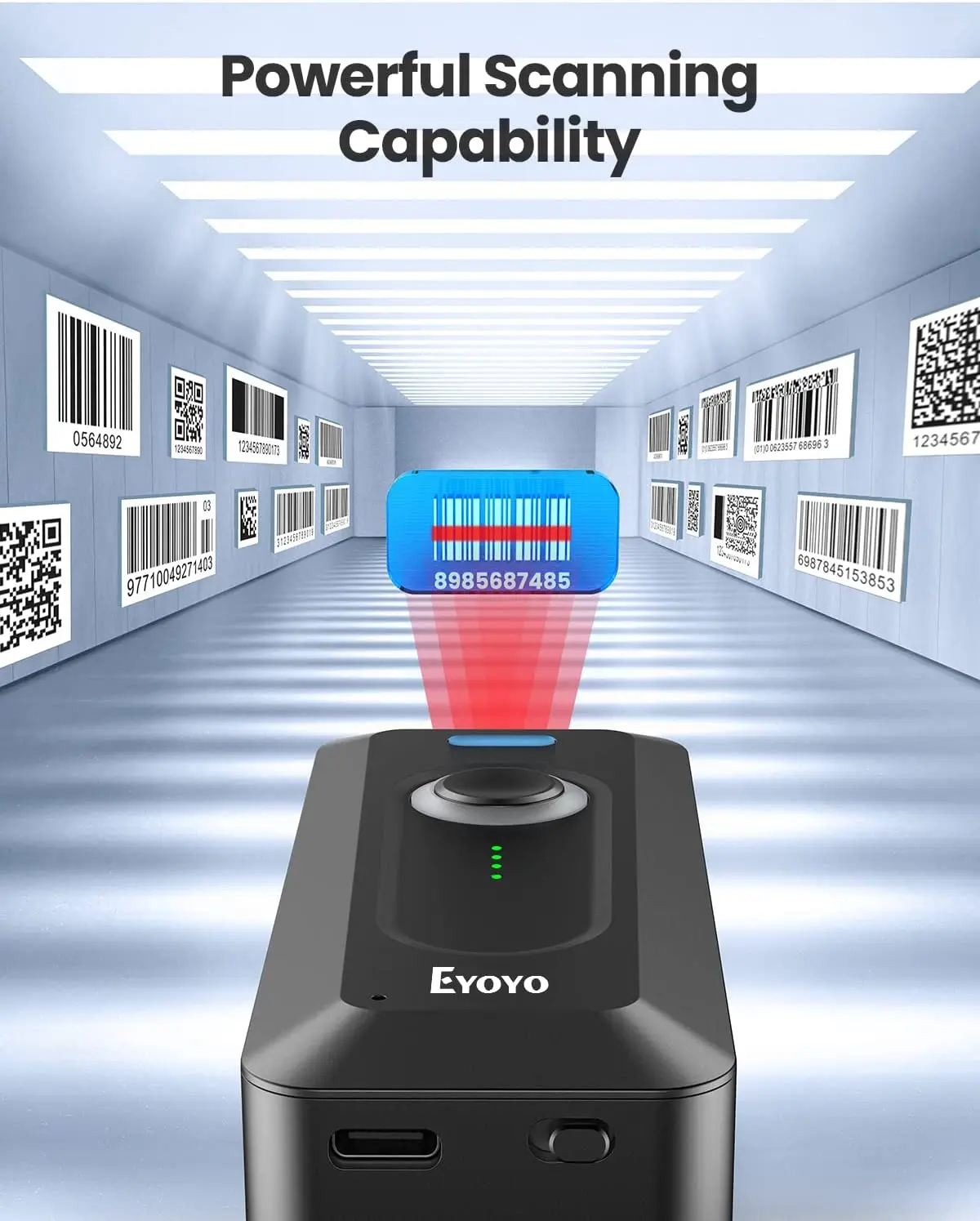 Scanner di Codici a Barre Mini Eyoyo USB Cablato/Bluetooth/Wireless 2.4G, Scanner 1D 2D, Lettore di Codici QR PDF417 EAN13 Data Matrix - immagine 5