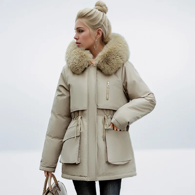-30 Degrees Snow Wear Medium Long Parkas Winter Jacket Women Removable Lining Hooded Clothes Female Down Cotton Warm Coat down jacket parka coat parkas coat
