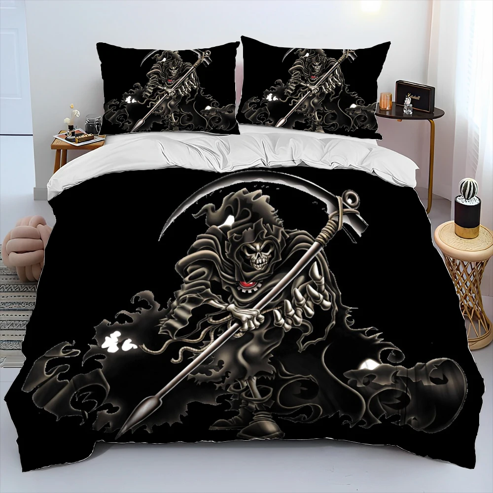 Horror Skull Death Witch Gothic Comforter Bedding Set,Duvet Cover Bed