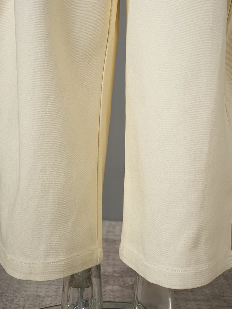 EAM High Waist Black Button Irregular Spliced Long Wide Leg Pants New Trousers Women Fashion Tide Spring Autumn 2026 CPG2744