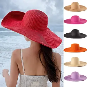 Summer Oversized 70cm Diameter Big Brim Foldable Sun Hats For Women Lady  Girls Vacation Uv Protection Straw Hat Gorra Wholesale - Sun Hats -  AliExpress