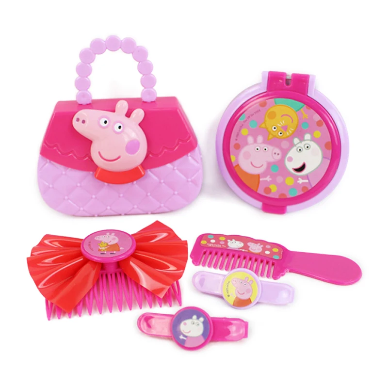Peppa Pig Makeup Toys Children's Imitation Mirror Comb Makeup Box Bag Princess Dressing Table Hairpin Girl Birthday Gifts makeup toy princess pretend toys cosmetics set princess doll