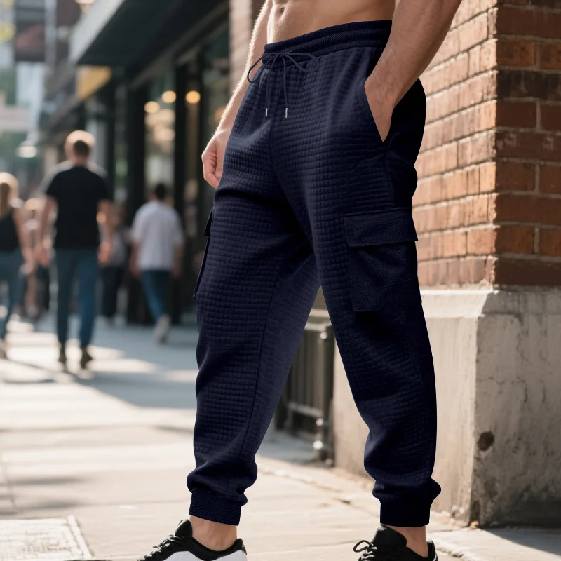 Men Elastic Waist Cargo Pants Casual Sweatpants