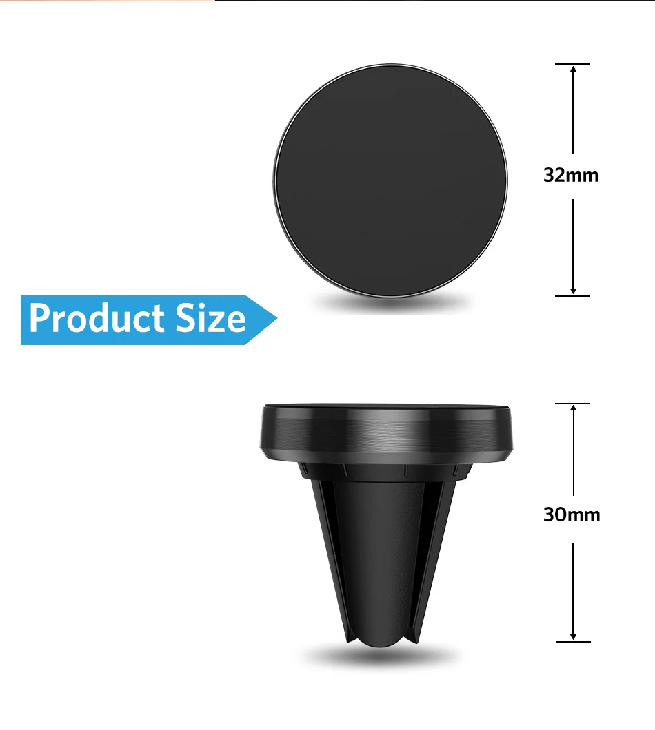 Round Universal Magnetic Car Phone Holder Anti-Shake Phone Holder Mount Car Dashboard Air Outlet Car Holder For iPhone Huawei wireless charging stand for iphone and apple watch