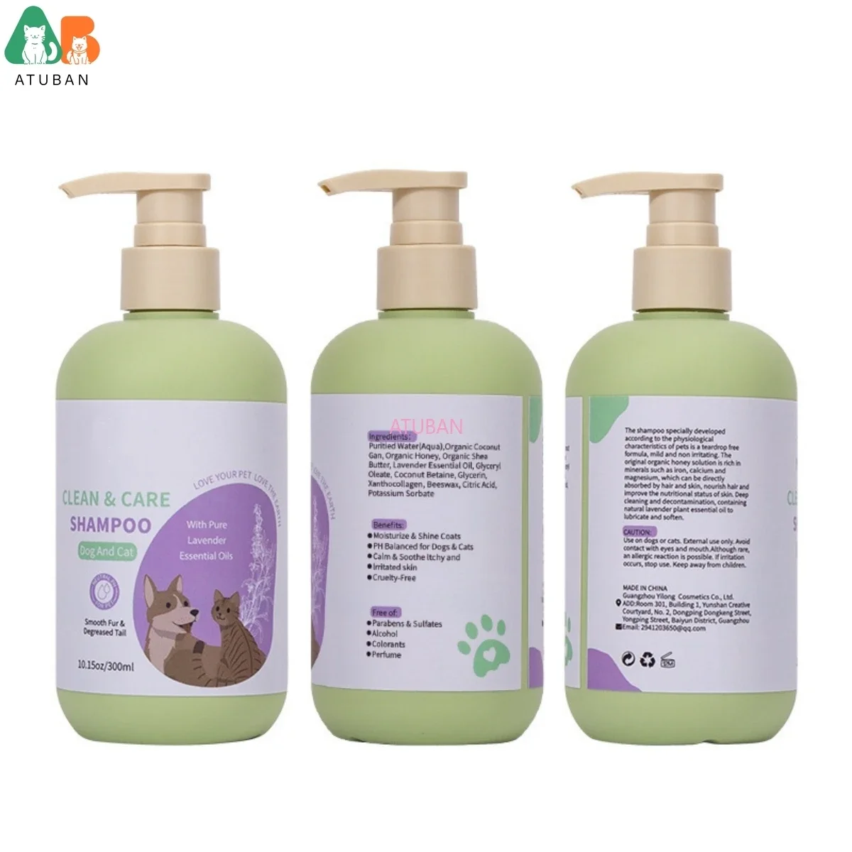 ATUBAN Dog Shampoo and Conditioner,Hypoallergenic Dog Shampoo for Smelly Dogs,Probiotic Pet Shampoo for Dogs,Royal Lavender 1