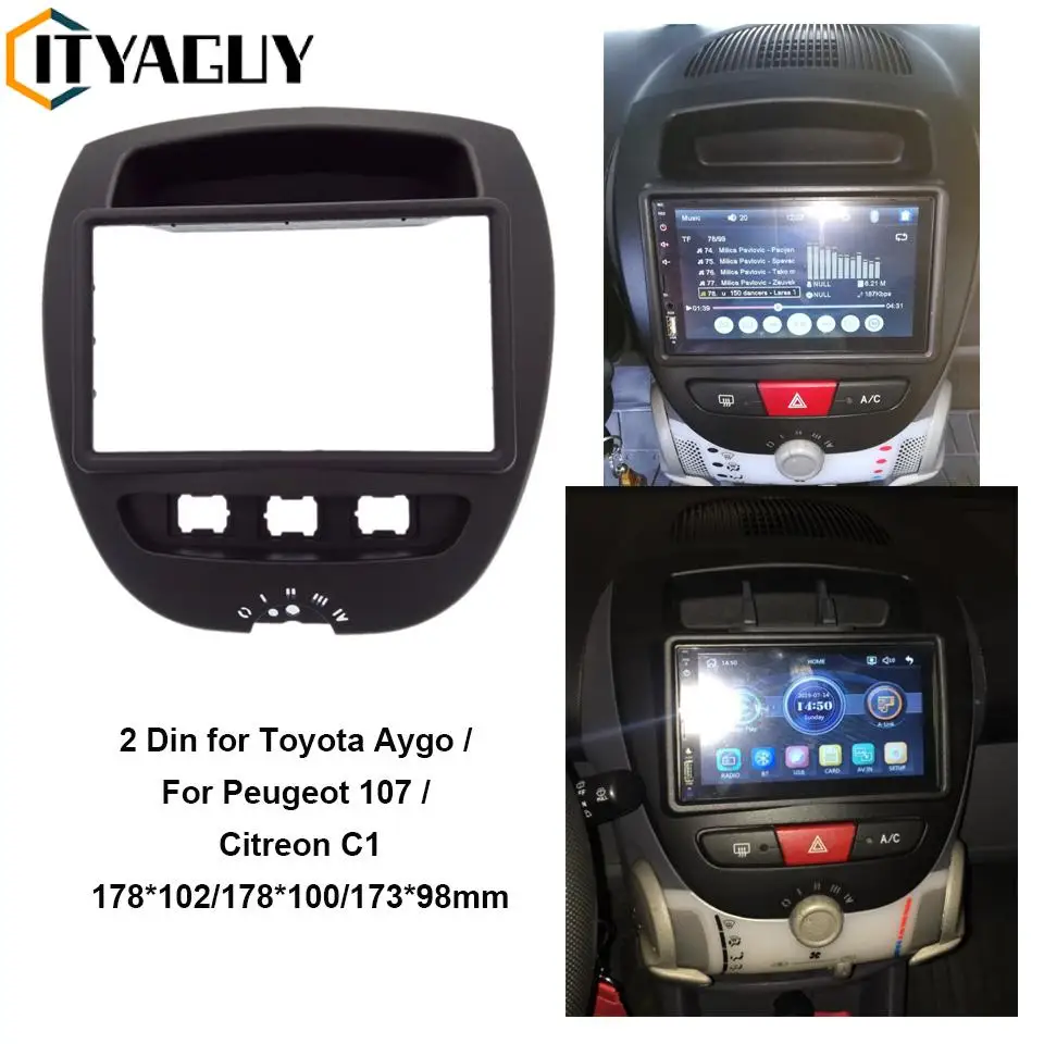 2 Din car stereo fascia fit for Toyota Aygo / For Peugeot 107 / Citreon