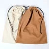 DINYAO Khaki White Flannel Suede Travel Drawstring Pouch Soft Fabric Storage Bag Dust Bags for Luxury Handbags and Shoes 5