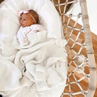 Newborn Knit Blanket Organic Milk Frill Blankets Crochet Wool Blanket Baby Bath Towel Cobertor Bebe Muslin Swaddle 2