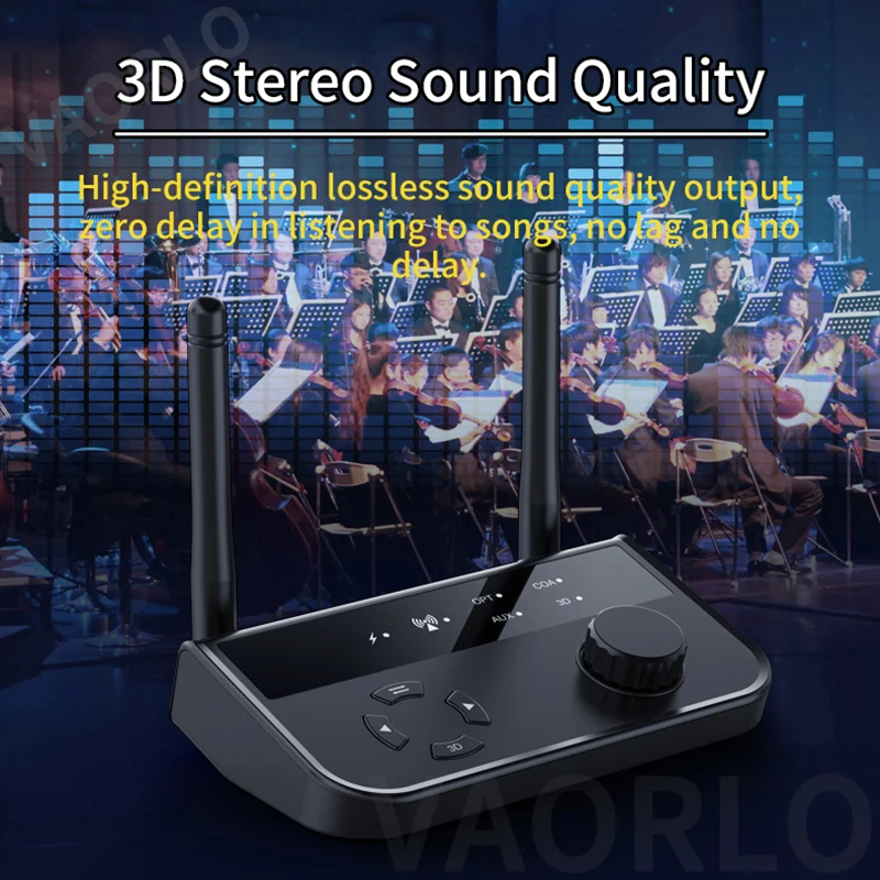 Bluetooth Audio Receiver 3D Stereo Bluetooth 5.3 Audio Receiver Optical/Coaxial/3.5mm AUX Analog Digital Signal Output Wirelss Adapter For Car Speaker
