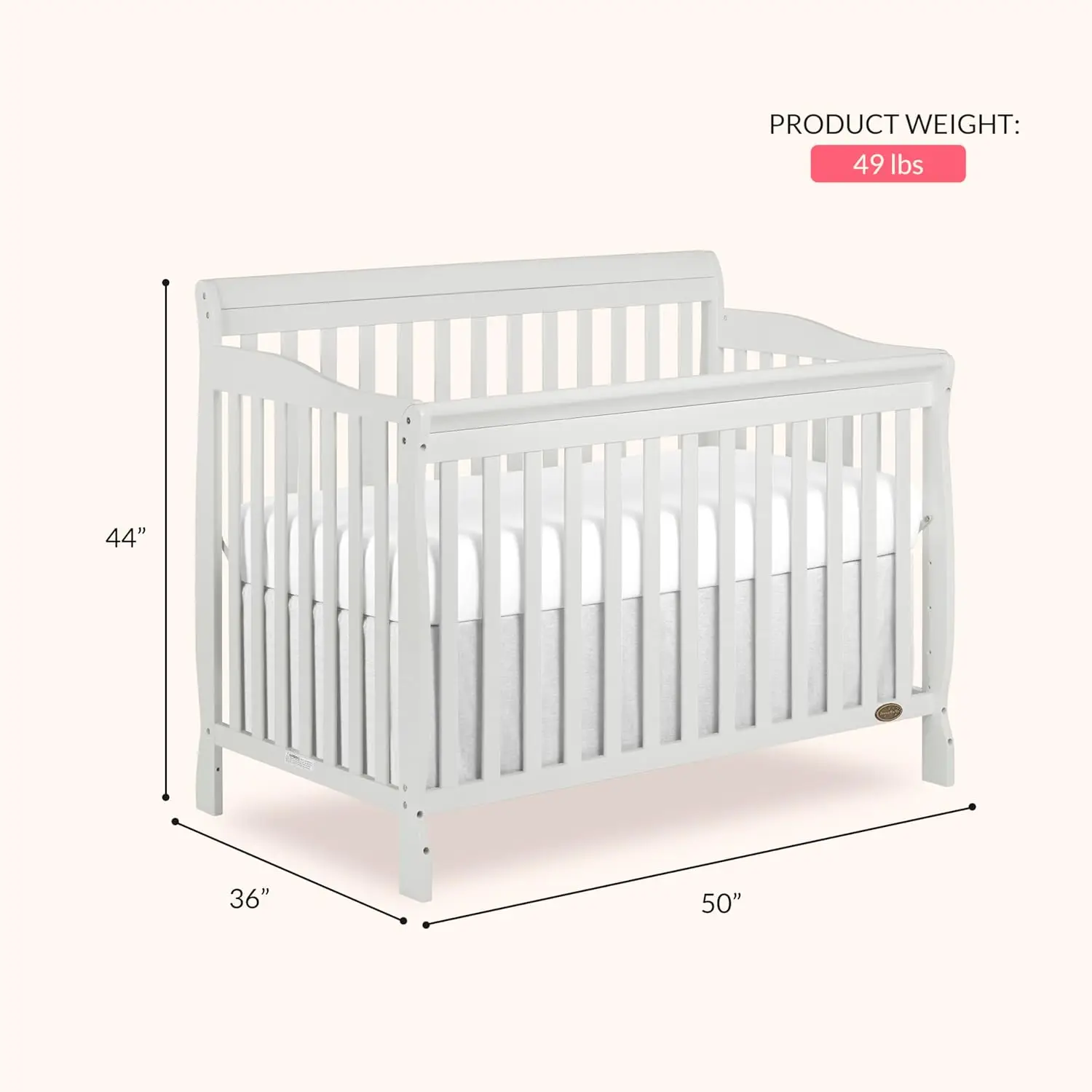 Ashton 4-In-1 Convertible Crib In Grey, Greenguard Gold, JPMA Certified, Non-Toxic Finishes, Features 4 Mattress Height Settings