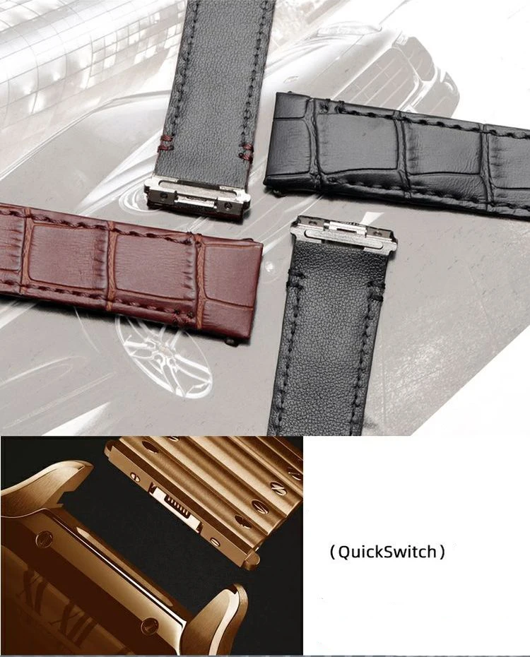 19mm 21mm Quick Release Leather Strap for Cartier Santos Classic Style WSSA0009 WSSA0010 WSSA0018 New SANTOS Watch Band Chain