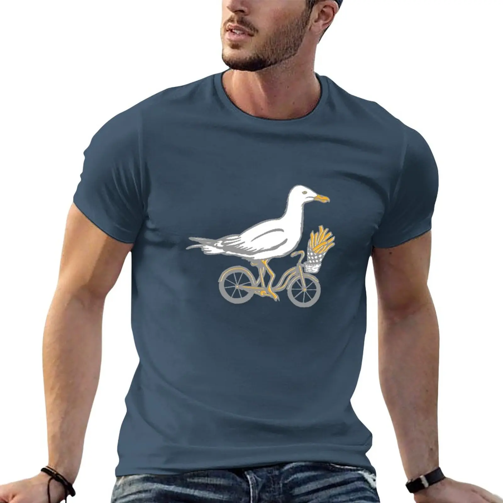 

Seagull on bike T-Shirt vintage new edition slim fit t shirts for men