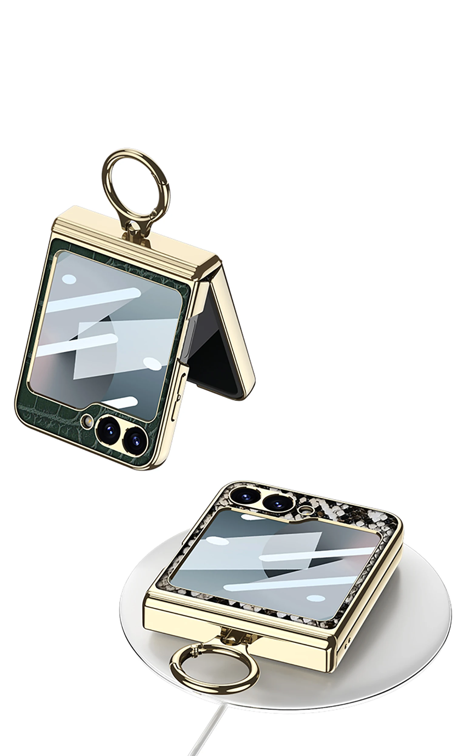 Luxury Plating Leather case for Samsung Galaxy Z Flip 6 magnetic all-included hi