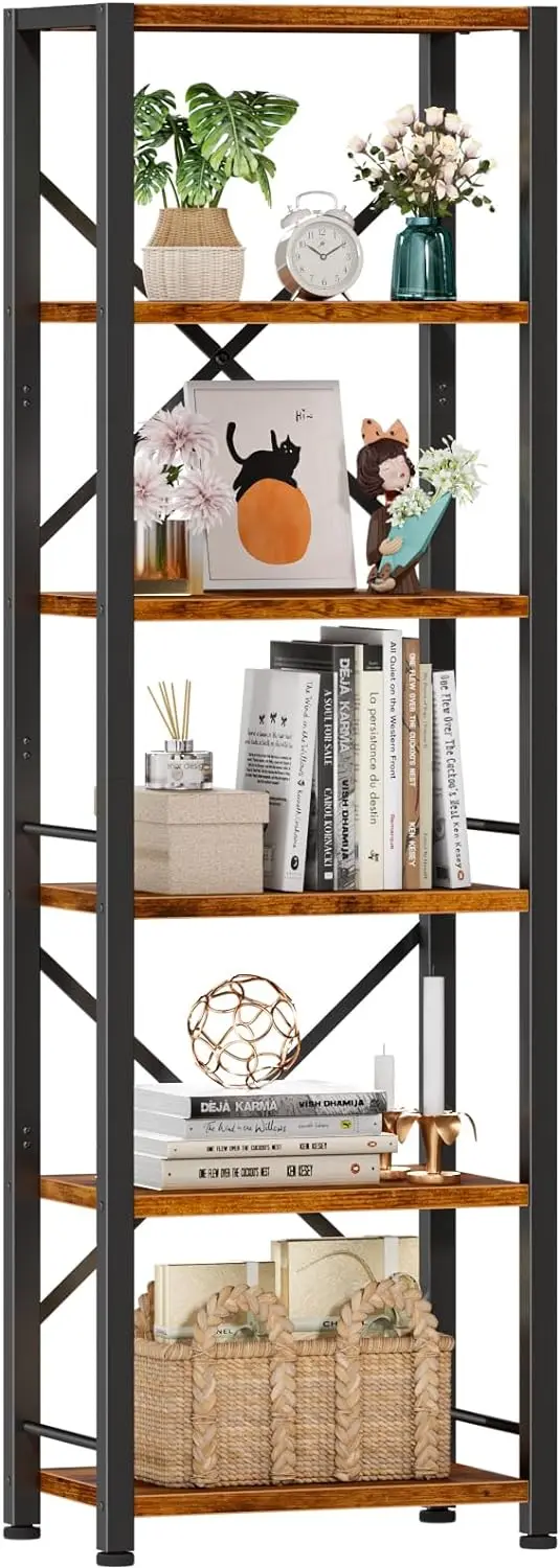 furologee-6-tier-tall-bookshelf-industrial-narrow-bookcase-display-standing-shelf-units-metal-and-wood-storage-rack-organizer