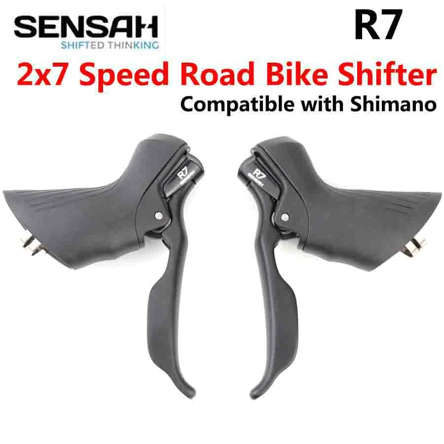 Sensah R7 sti 2X7ロードバイクシフターレバーブレーキ2 × 7スピードロード自転車ディレイラー互換シマノR6800 clarisそら