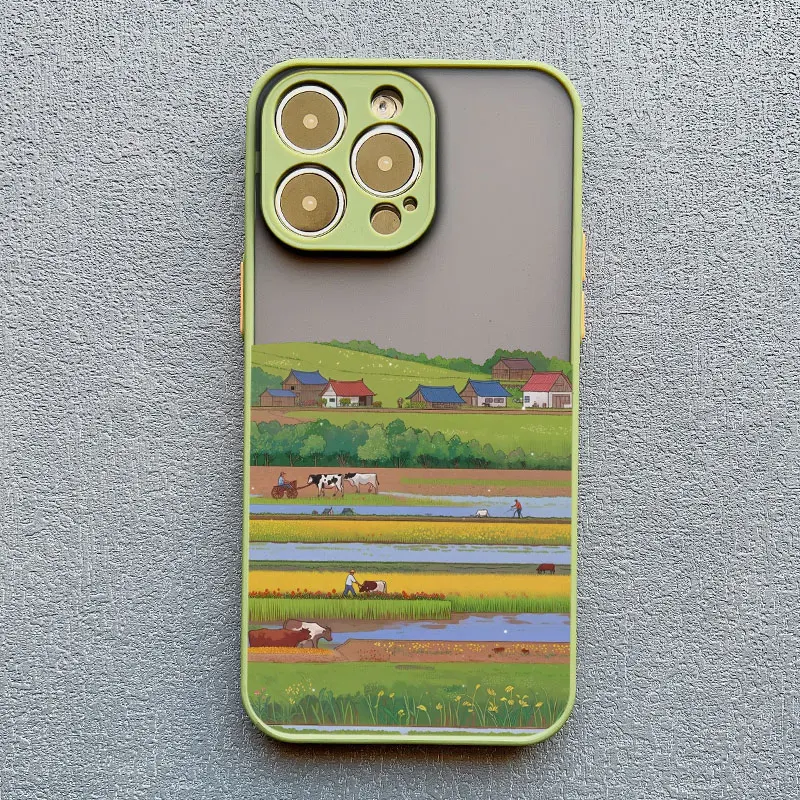 Retro-Landschaftsmalerei Handyhülle für iPhone 17 Pro Max 15 14 13 12 11 Pro Max Mini 16 Pro Max Plus XR XS X Schutzhüllen – Detail 7
