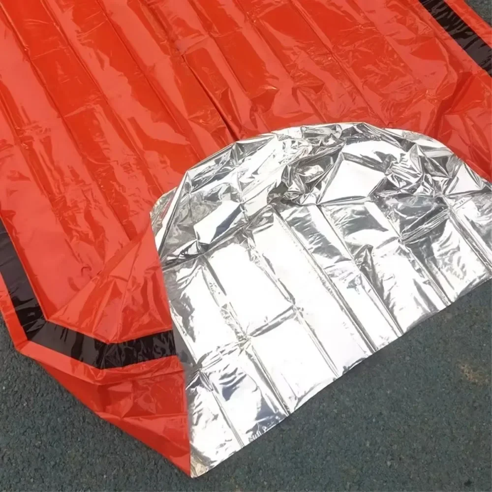 Hiking Emergency Survival Blanket Tent-Windproof Waterproof Foil Thermal Shelter for Camping Outdoor First Aid Rescue