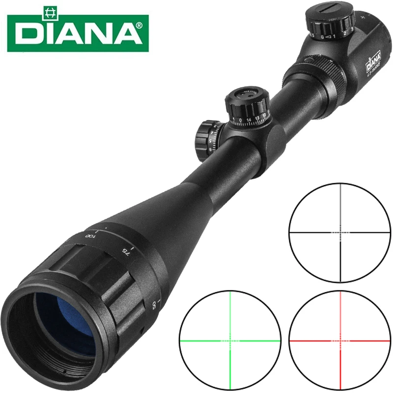 DIANA AOE 4.5-18X50 Riflescope Adjustable Green Red Dot Cross Sight Hunting Scope Light Reticle Optical Tactical Scopes rifle scope