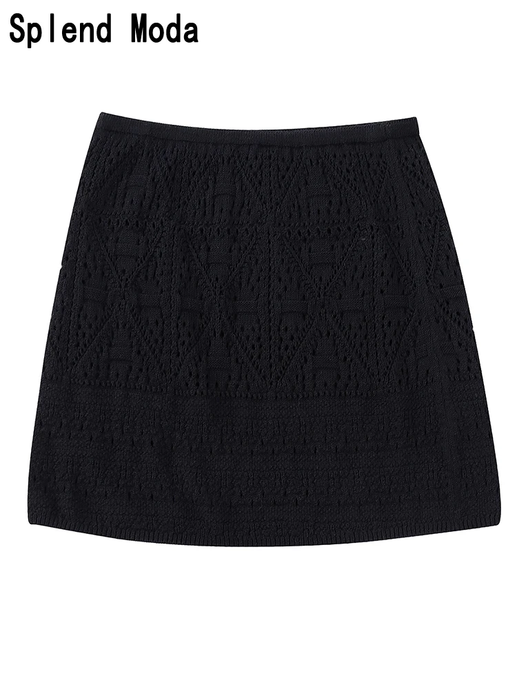 

Женская винтажная жаккардовая мини-юбка с вырезами, эластичная трикотажная короткая юбка с низкой талией, лето 2023