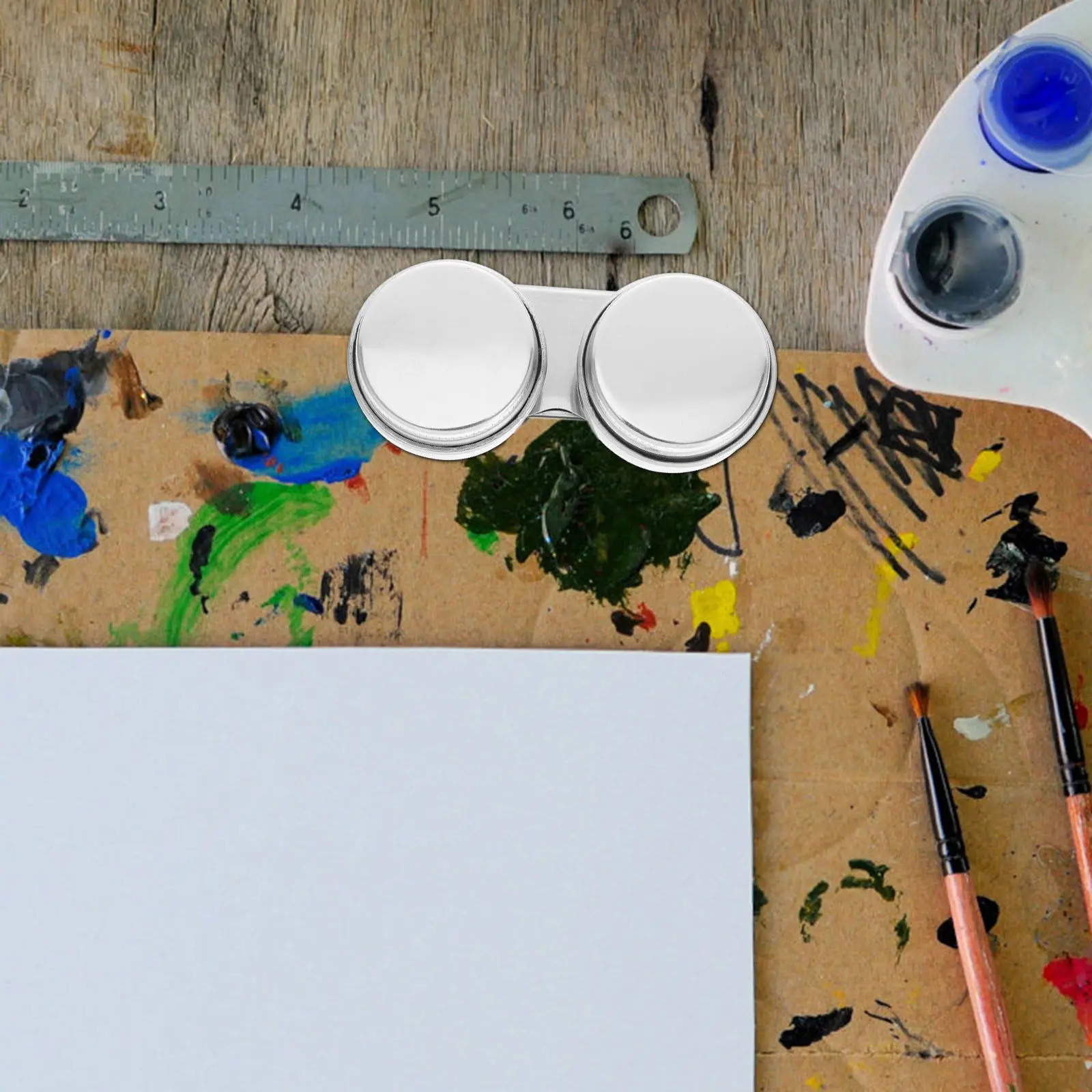 프리미엄 스테인리스 스틸 브러쉬 세척 용기(클립형 받침대 포함) - 야외 페인팅, 스케치, 미술용