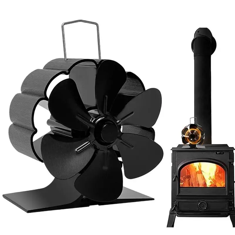 6 Blade Fireplace Fan Heat Powered Fan Quiet Operation Circulating Warm Air Wood Stove Fan For Pellet Burner Christmas Fireplace