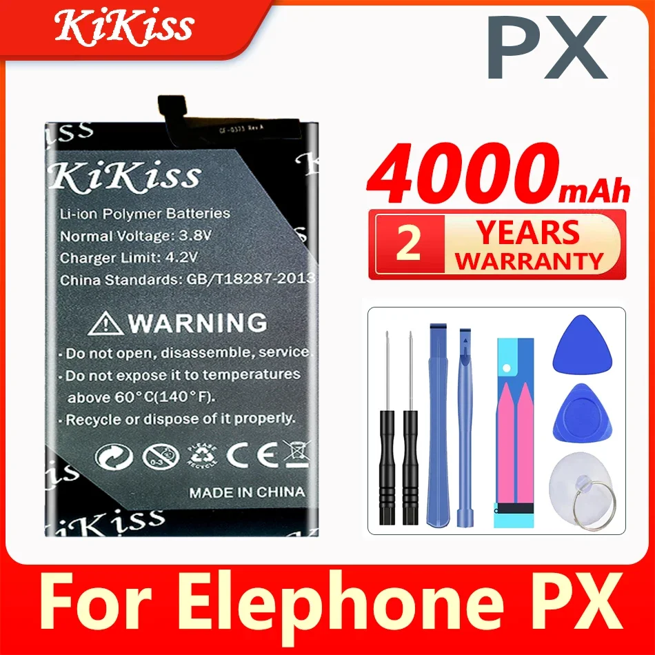 

Сменный аккумулятор KiKiss 4000 мАч для Elephone PX, телефонные Аккумуляторы для ELEPHONE- P X, 4 ГБ, 64 ГБ, смартфон MKT MT6763, 6,53 дюйма