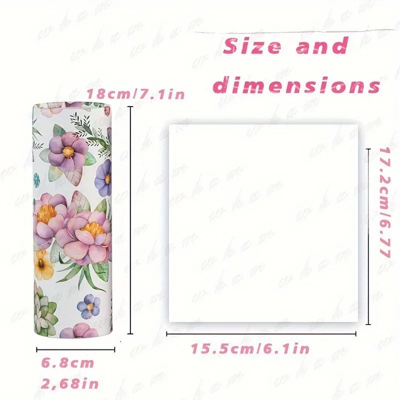 1Roll Flower Patterned Cylindrical Tissue Napkin Tissue Tube Handkerchief Paper Travel Tissue Tube Suitable for Cars and Homes