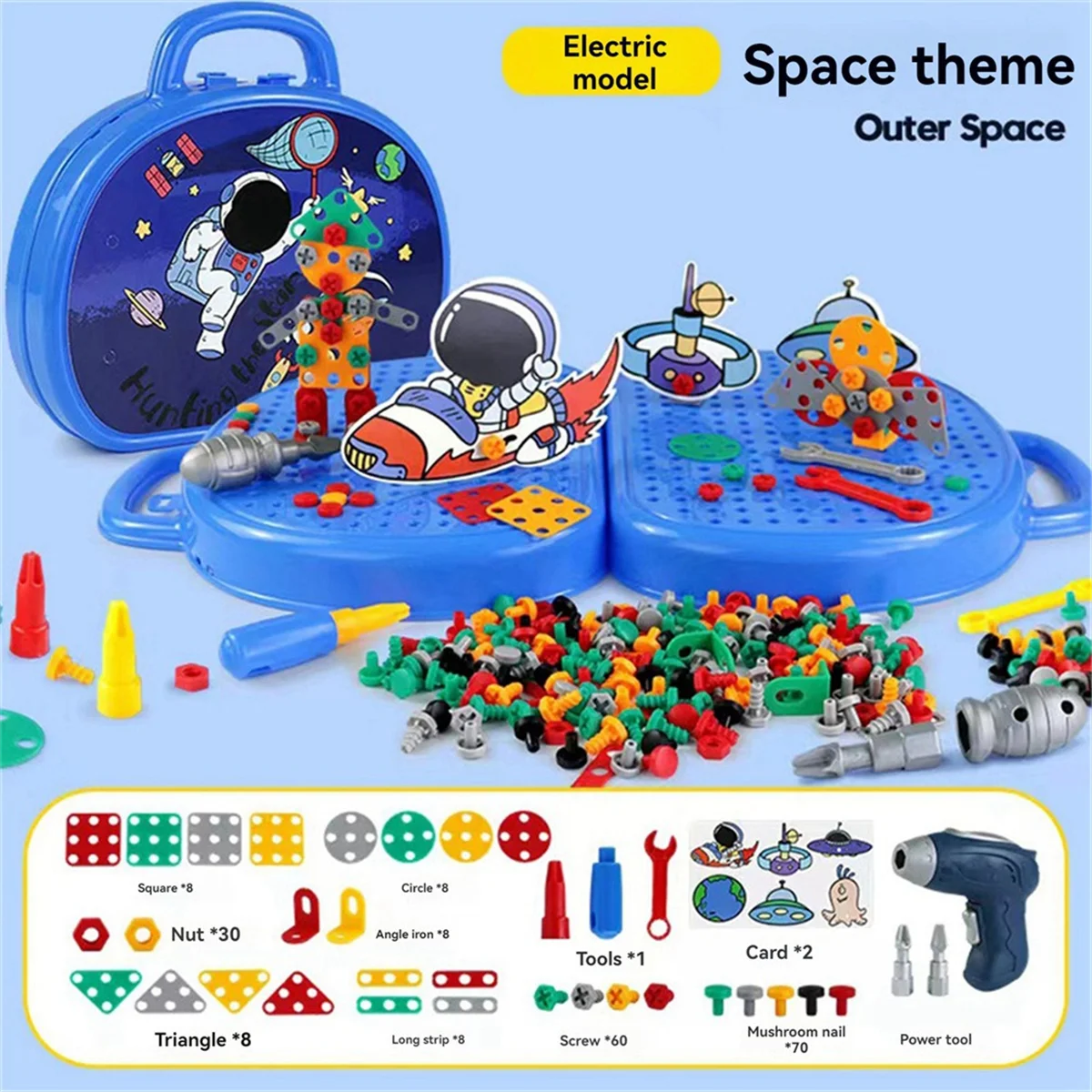 BAAU Play Toolbox with Electric Drill, Toolbox, Toddler Drill and Screw Toy Toolbox