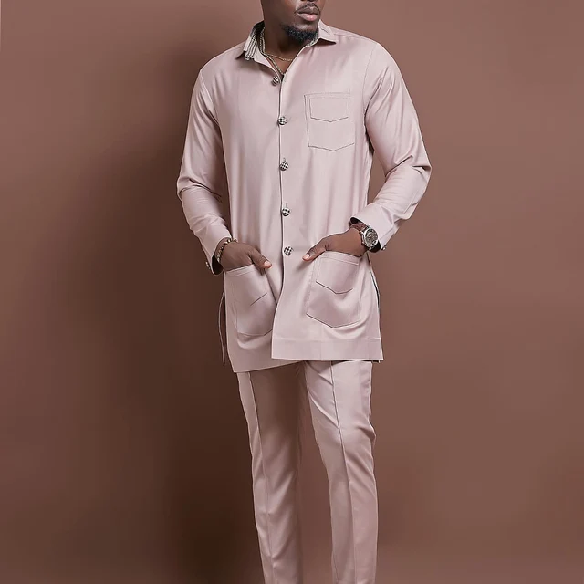 Seyi Long Sleeve Button Down Dashiki Outfit
