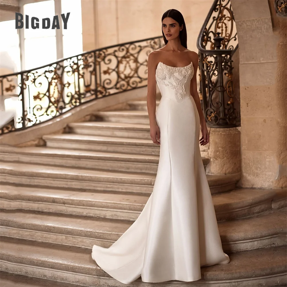 Elegant Appliqued Mermaid Wedding Dresses 2025 Boat-Neck Lace Open Back Sleeveless Bridal Gown Vestidos De Noiva Customized 8 S4f0809526fc44e1b992b0e41f89af857E