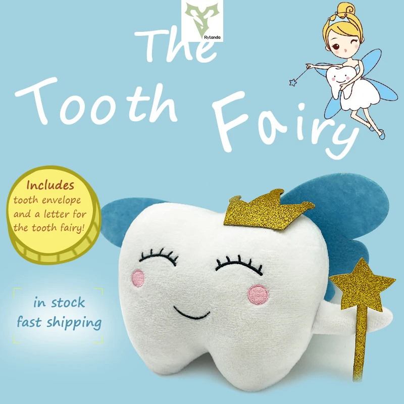 Rytanda Tooth Fairy Plush Toy Cute Cartoon Soft Material Stuffed Funny Sofa Cushion Decor Birthday Christmas Gift  For Children 2