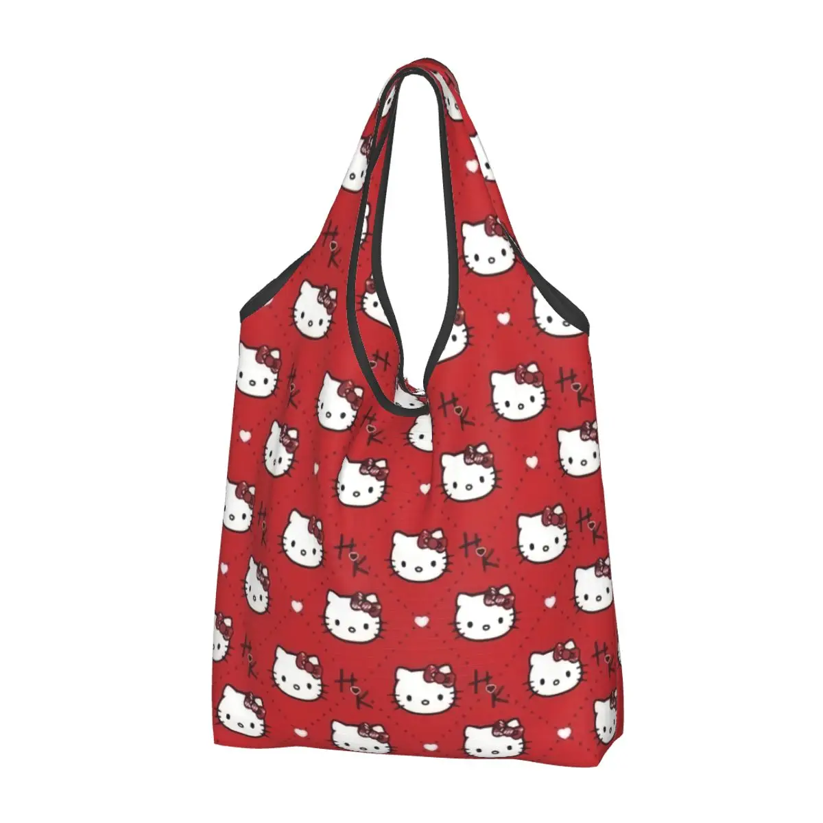 

Пользовательская переработка мультяшная Hello Kitty Sanrio японская аниме сумка для покупок женская сумка-тоут портативные сумки для покупок продуктов
