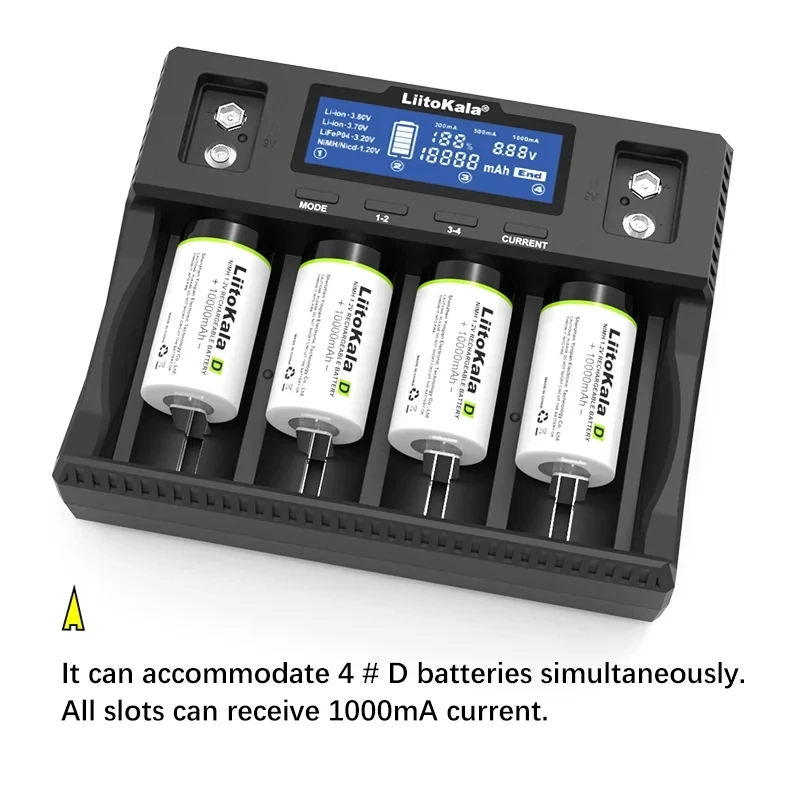 Liitokala 4 슬롯 충전기, Lii-D4XL PD4 D4 M4S, 충전 18650 18350 18500 32700 20700B 10440 26650 1.2V 3.7V 9V AA /AAA Ni-MH