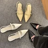 French Flat Black Baotou Sandals Fairy Shoes 2025 New Spring and Summer Pointy Diamond Temperament Single Shoes Zapatos De Mujer 1