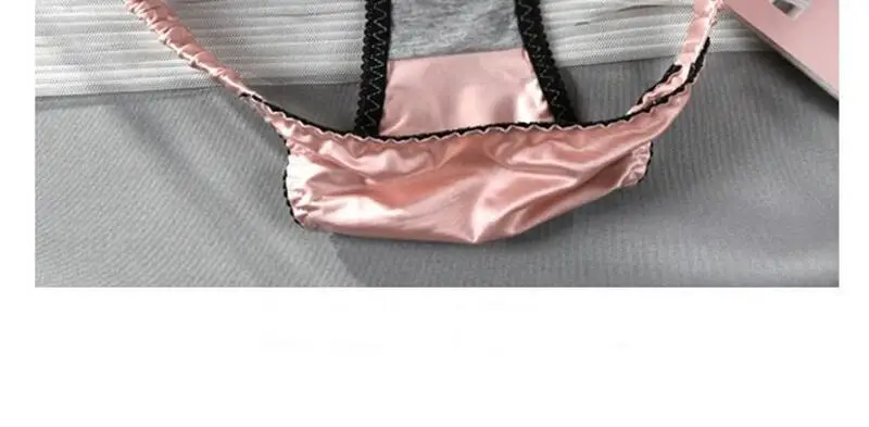 Women Satin Ice Silk Panties With Letter Embroidery Elastic Waistband Lace Trim Briefs Breathable Underpants 4