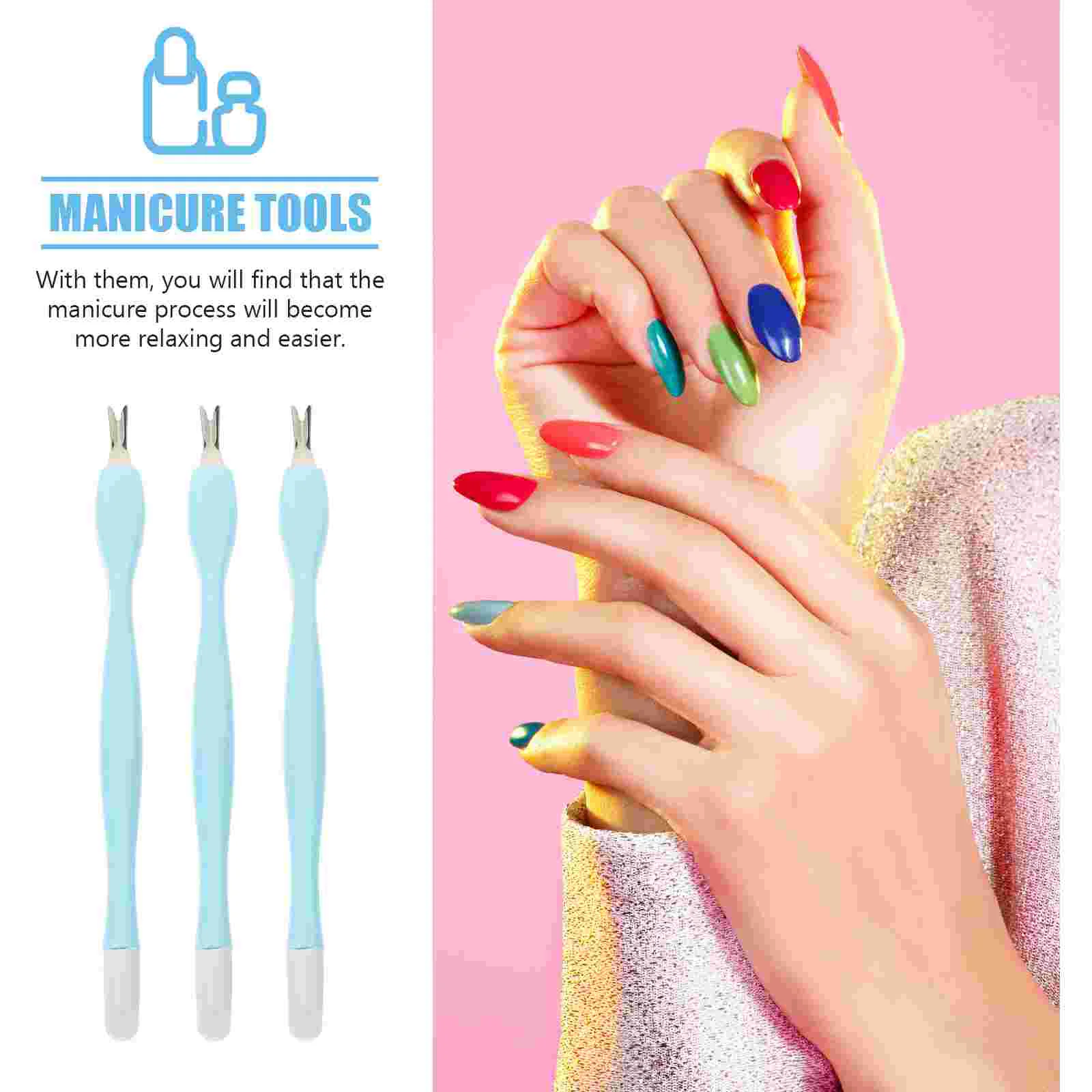 15 Pcs Nail Polish Remover Stick Dead Skin Fork Trimmers Set Cuticle Peeler Scrapers